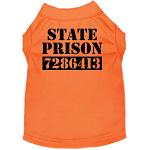 Inmate Costume Screen Print Dog Shirt Orange Size XS