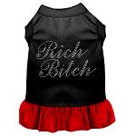 Rhinestone Rich Bitch Dress Black with Red XXL