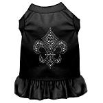 Silver Fleur de Lis Rhinestone Dress Black 4X