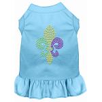 Mardi Gras Fleur De Lis Rhinestone Dress Baby Blue 4X