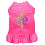 Mardi Gras Fleur De Lis Rhinestone Dress Bright Pink 4X