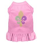 Mardi Gras Fleur De Lis Rhinestone Dress Light Pink 4X