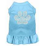 Chevron Paw Screen Print Dress Baby Blue 4X (22)