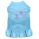 Peace Love Hope Breast Cancer Rhinestone Pet Dress Baby Blue 4X