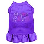 Peace Love Hope Breast Cancer Rhinestone Pet Dress Purple 4X