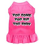 You Come, You Sit, You Stay Screen Print Dress Bright Pink 4X (22)