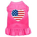 American Flag Heart Screen Print Dress Bright Pink 4X (22)