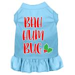 Bah Humbug Screen Print Dog Dress Baby Blue 4X