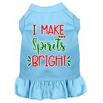 I Make Spirits Bright Screen Print Dog Dress Baby Blue Med