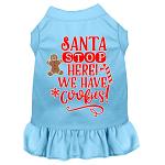 Santa, We Have Cookies Screen Print Dog Dress Baby Blue 4X