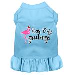 Seas and Greetings Screen Print Dog Dress Baby Blue 4X