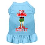 The Elf Did It Screen Print Dog Dress Baby Blue 4X