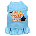 Don't Scare Me, Poops Easily Screen Print Dog Dress Baby Blue 4X