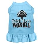 Gobble til You Wobble Screen Print Dog Dress Baby Blue 4X