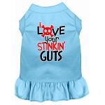 Love your Stinkin Guts Screen Print Dog Dress Baby Blue 4X