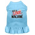 Love Machine Screen Print Dog Dress Baby Blue 4X