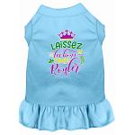 Laissez Les Bons Temps Rouler Screen Print Mardi Gras Dog Dress Baby Blue 4X