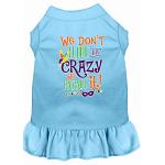 We Don't Hide the Crazy Screen Print Mardi Gras Dog Dress Baby Blue 4X