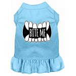 Bite Me Screen Print Dog Dress Baby Blue 4X (22)