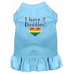 I have 2 Daddies Screen Print Dog Dress Baby Blue Med