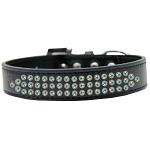 Three Row AB Crystal Dog Collar Black Size 12