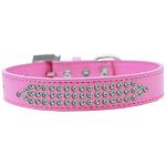 Three Row AB Crystal Dog Collar Bright Pink Size 12