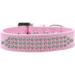 Three Row AB Crystal Dog Collar Light Pink Size 12