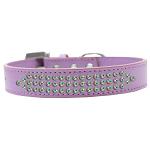 Three Row AB Crystal Dog Collar Lavender Size 12