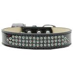 Three Row AB Crystal Ice Cream Dog Collar Black Size 12