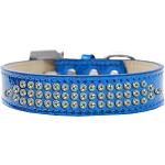 Three Row AB Crystal Ice Cream Dog Collar Blue Size 12