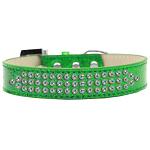 Three Row AB Crystal Ice Cream Dog Collar Emerald Green Size 12