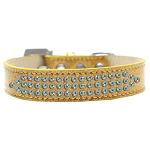 Three Row AB Crystal Ice Cream Dog Collar Gold Size 12