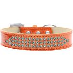 Three Row AB Crystal Ice Cream Dog Collar Orange Size 12