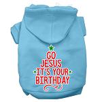 Go Jesus Screen Print Dog Hoodie Baby Blue L