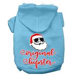 Original Hipster Screen Print Dog Hoodie Baby Blue L