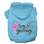 Seas and Greetings Screen Print Dog Hoodie Baby Blue L