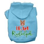 Team Rudolph Screen Print Dog Hoodie Baby Blue L