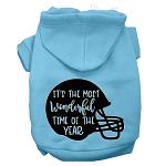 Most Wonderful Time of the Year (Football) Screen Print Dog Hoodie Baby Blue L