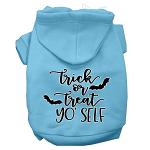 Trick or Treat Yo' Self Screen Print Dog Hoodie Baby Blue L