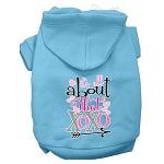 All About that XOXO Screen Print Dog Hoodie Baby Blue L