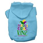 Mardi Gras King Screen Print Mardi Gras Dog Hoodie Baby Blue L