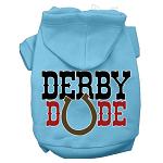 Derby Dude Screen Print Dog Hoodie Baby Blue L