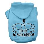 Little Wizard Screen Print Dog Hoodie Baby Blue L