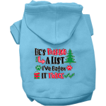 He's Making a List... Screen Print Dog Hoodie Baby Blue Size XS