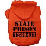 Inmate Costume Screen Print Dog Hoodie Orange Size XS