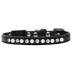 Pearl and Clear Jewel Breakaway Cat Collar Black Size 10