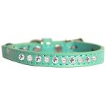 Pearl and Clear Jewel Cat safety collar Aqua Size 10