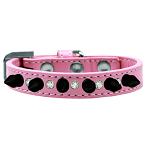 Crystal and Black Spikes Dog Collar Light Pink Size 10