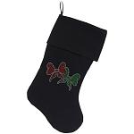 Christmas Bows Rhinestone 18 Inch Velvet Christmas Stocking Black