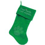 Dear Santa I can Explain Rhinestone 18 Inch Velvet Christmas Stocking Green